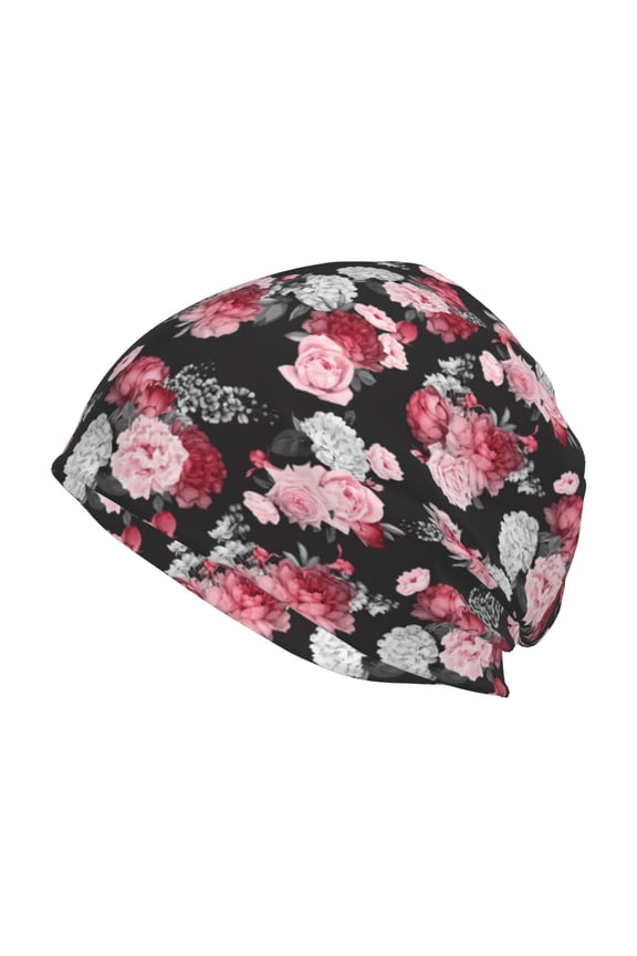 Rose Flowers Print Unisex Knit Beanie for Men Women Winter Hat,Beanies Skull Caps