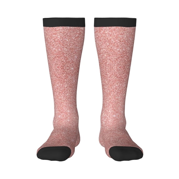 Logiee Rose Gold Pink Glitter Print Gift Stocking Stuffers,Adult Stockings,Novelty Socks,Funny Socks Birthday Running Walking Sleeping