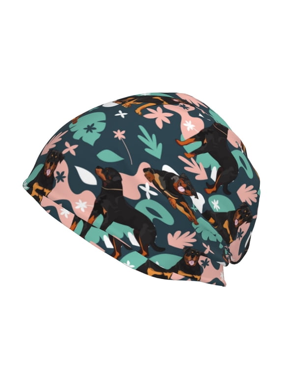 Rottweiler Print Unisex Knit Beanie for Men Women Winter Hat,Beanies Skull Caps