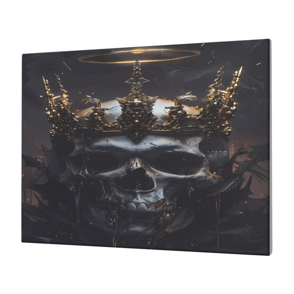 Logiee Royal Skull With Golden Crown Print Canvas Wall Art,Canvas Picture Prints with Frame, Wall Art Decorative,Canvas Decorative,Suitable for Living Room Bedroom Office Room 30x40
