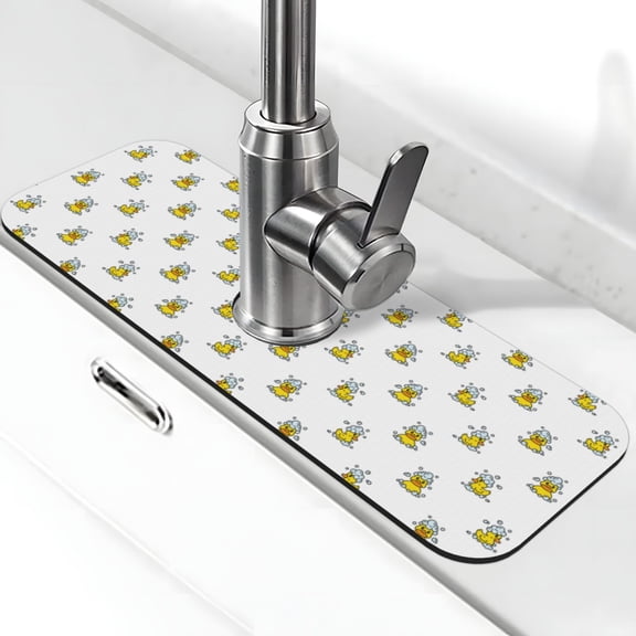 Logiee Rubber Duck Showe Print Kitchen Sink Splash Guard Faucet Mat for Splash Guard Behind Faucet Drip Catcher for Kitchen,Bathroom,Sink Mat,Dish Drying Mat,Bathroom-15" X 5.5"
