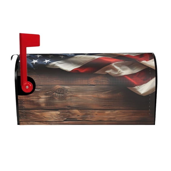 Logiee Rustic American Flag Wood Print Post Letter Box Wrap Decor, Mailbox Cover Suitable for Standard Mailbox and Large Size Mailbox,Outdoor Yard Decoration-21x18 in