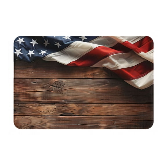 Logiee Rustic American Flag Wood Print Welcome Mats for Entryway,Door Mat for Front Door,Entry Mat,Doormat for Garden, Garage, Patio, Home, Porch Decor