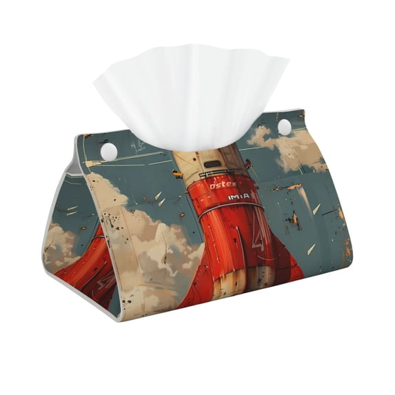 Logiee Rusty Rocket Launch Print Tissue Box Cover,Stylish Tissue Box Holder Decorative Tissue Cover for Bathroom Toilet Bedroom Living Room Table Desk Office