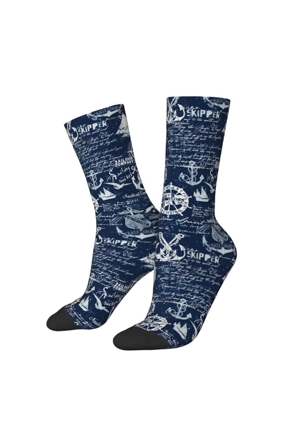 Sailing Cruises Nautical Print Adult Socks for Men & Women,Calf Socks, Ankle Socks,Boots Socks,Breathable Casual Sock,Unisex Crew Socks