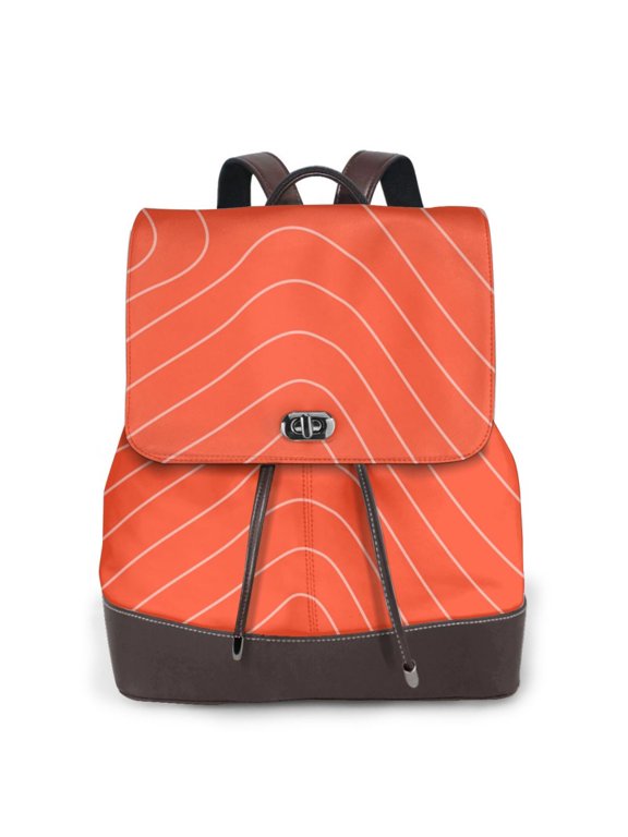 Logiee Salmon Fish Meat Print Backpack Purse for Women,Fashion Leather Backpack Purse,Women's Leather Backpack for Work College Travel