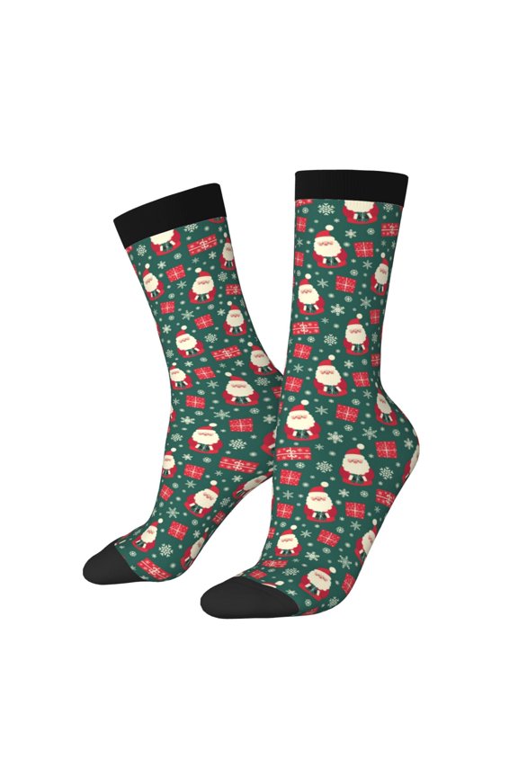 Santa Claus Print Adult Socks for Men & Women,Calf Socks, Ankle Socks,Boots Socks,Breathable Casual Sock,Unisex Crew Socks