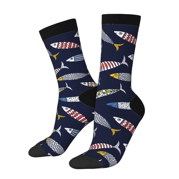 Logiee Sardine Print Adult Socks for Men & Women,Calf Socks, Ankle Socks,Boots Socks,Breathable Casual Sock,Unisex Crew Socks