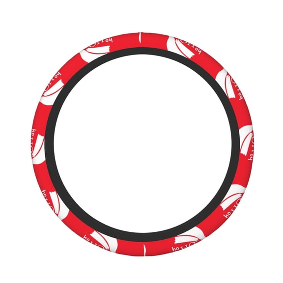 Logiee Saying Ho Ho Ho Print Breathable Elastic Steering Wheel Cover, Non-Slip Stretch Steering Wheel Protector,Universal 15 Inch Fit Auto, Suvs, Truck