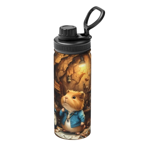 Logiee Scientist Guinea Pig Print Water Bottle,18oz Sports Insulated Kettle for Cycling Gym Basketball Outdoor, Suitable as a Present
