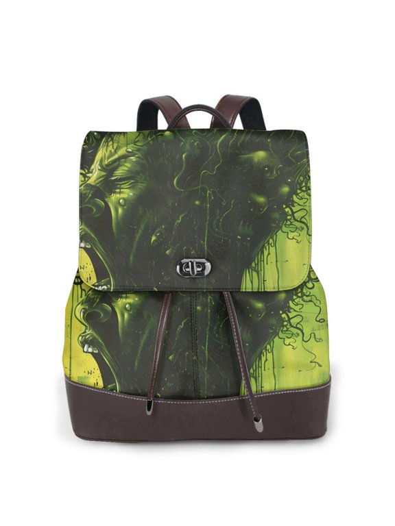 Logiee Screaming Horror Art Print Backpack Purse for Women,Fashion Leather Backpack Purse,Women's Leather Backpack for Work College Travel