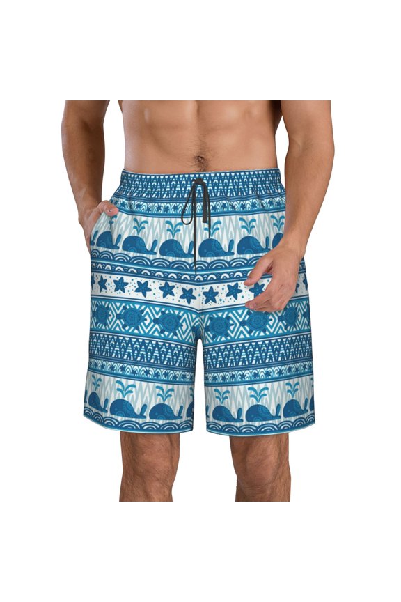 Sea Underwater Animals Print Mens Swim Trunks Quick Dry Board Shorts,Breathable Hawaii Beach Shorts Swimwear Bathing Suits-Medium