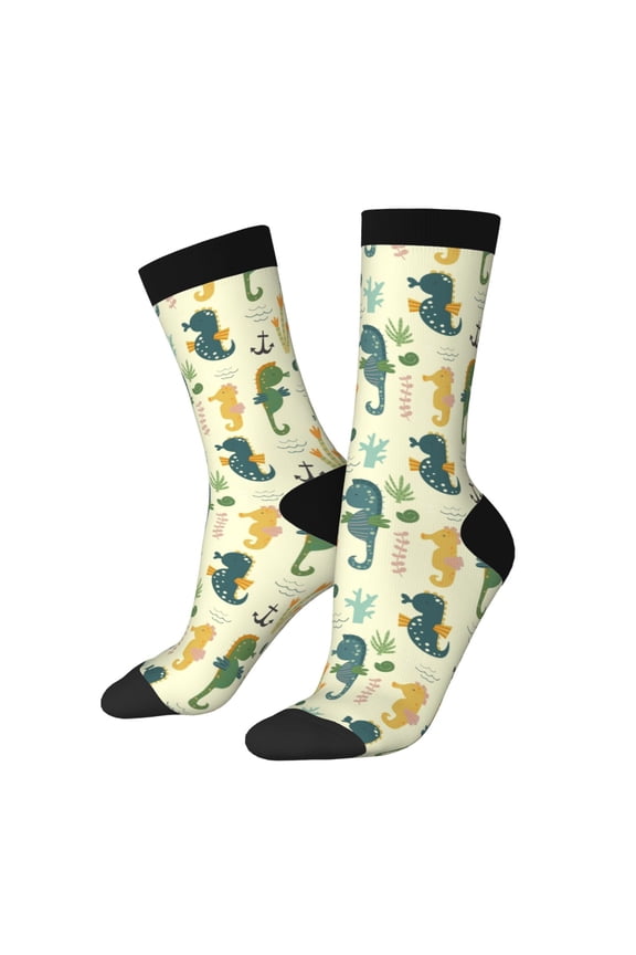 Seahorse Print Adult Socks for Men & Women,Calf Socks, Ankle Socks,Boots Socks,Breathable Casual Sock,Unisex Crew Socks