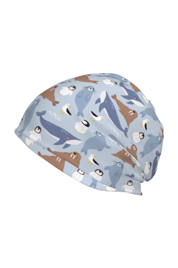 Seal Fox Seagull Whales Print Unisex Knit Beanie for Men Women Winter Hat,Beanies Skull Caps
