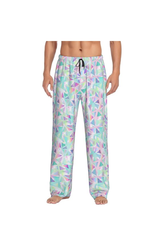Sequins Print Pajama Pants for Men,Men’s Pajama Bottoms,Mens PJ Pants with Pockets & Button Fly-Small