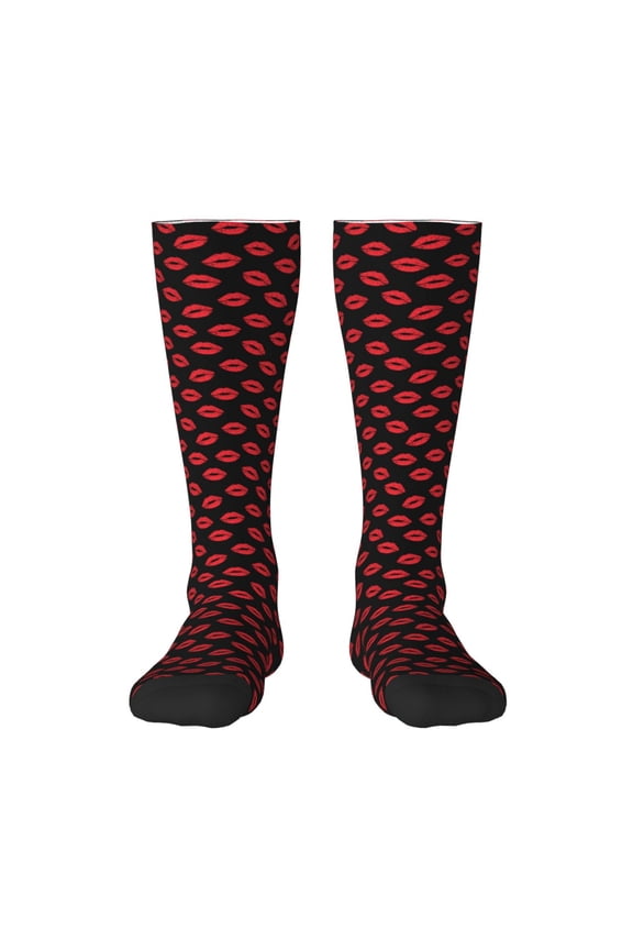 Sexy Red Lips Kiss Print Gift Stocking Stuffers,Adult Stockings,Novelty Socks,Funny Socks Birthday Running Walking Sleeping