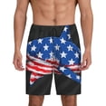 thumbnail image 1 of Logiee Shark With USA Flag Print Men's Pajama Shorts with Drawstring & Pockets,Sleep Shorts for Men,Sleepwear Bottoms,Elastic Waistband Loungewear-4X-Large, 1 of 6
