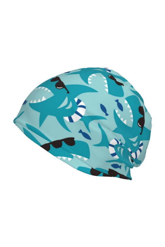 Shark Wearing Sunglasses Print Unisex Knit Beanie for Men Women Winter Hat,Beanies Skull Caps