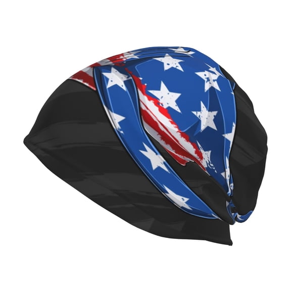 Logiee Shark With USA Flag Print Unisex Knit Beanie for Men Women Winter Hat,Beanies Skull Caps