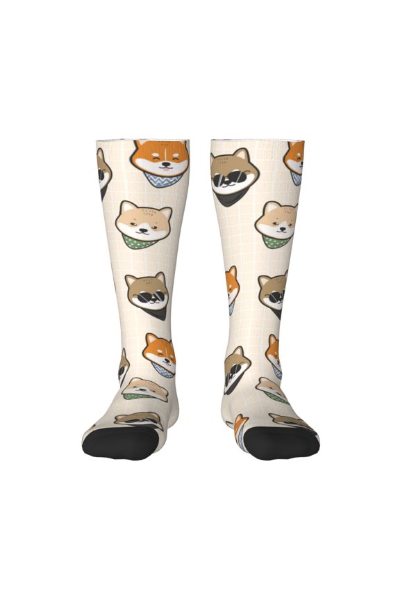 Shiba Head Face Print Gift Stocking Stuffers,Adult Stockings,Novelty Socks,Funny Socks Birthday Running Walking Sleeping