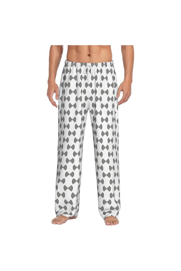 Signal Icon Print Pajama Pants for Men,Men’s Pajama Bottoms,Mens PJ Pants with Pockets & Button Fly-XX-Large