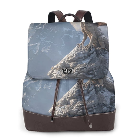 Logiee Silver Dragon Mountain Peaks Print Backpack Purse for Women,Fashion Leather Backpack Purse,Women's Leather Backpack for Work College Travel
