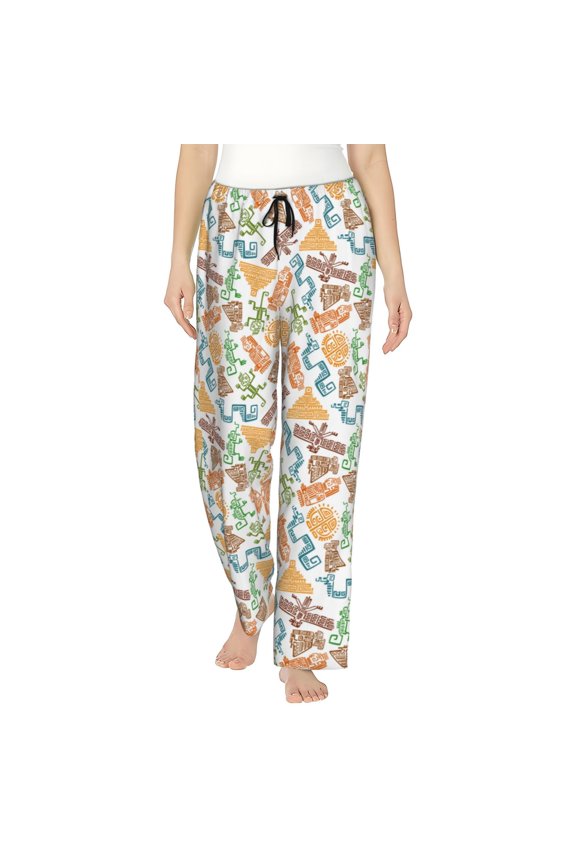 Simple Drawing Print Women Pajama Pants,Comfy Pj Bottom with Pockets & Drawstring,Stretch Casual Sleepwear-Small