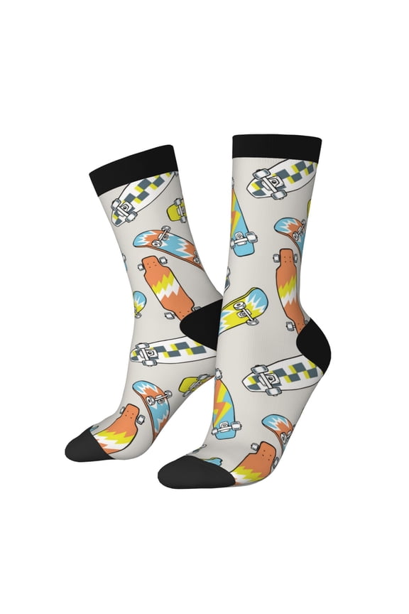 Skateboard Print Adult Socks for Men & Women,Calf Socks, Ankle Socks,Boots Socks,Breathable Casual Sock,Unisex Crew Socks