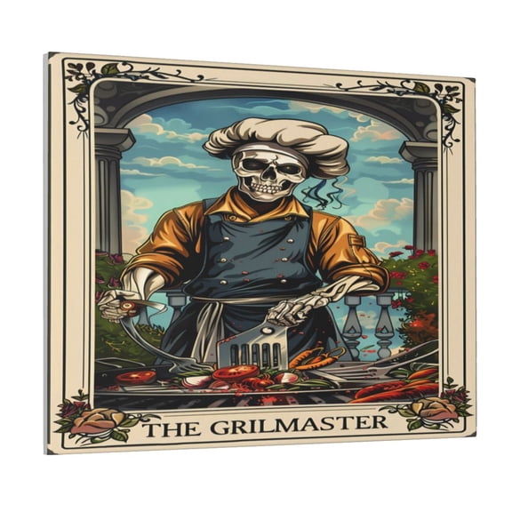 Logiee Skeleton Chef BBQ Scene Print Canvas Wall Art ,Art Poster,Canvas Decorative Picture,Decor Wall Pictures for Living Room Bedroom Bathroom,Ready to Hang