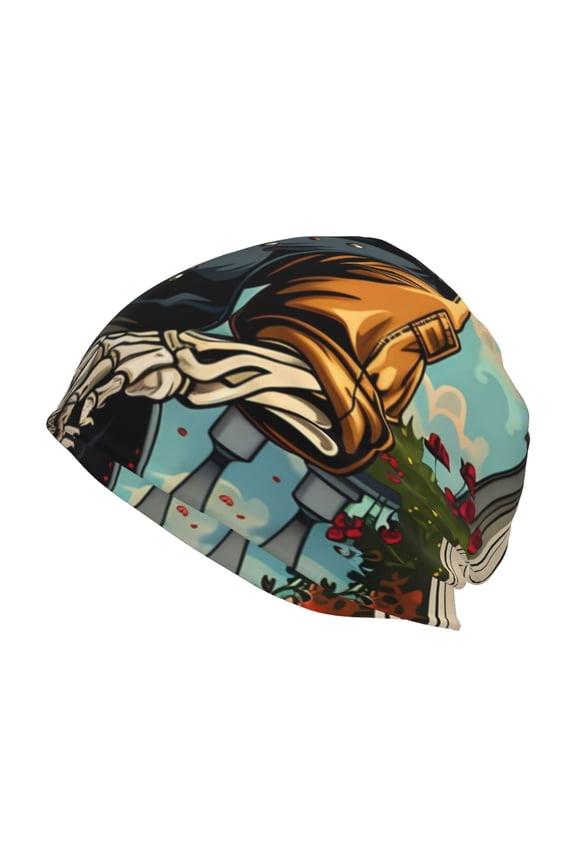 Skeleton Chef BBQ Scene Print Unisex Knit Beanie for Men Women Winter Hat,Beanies Skull Caps