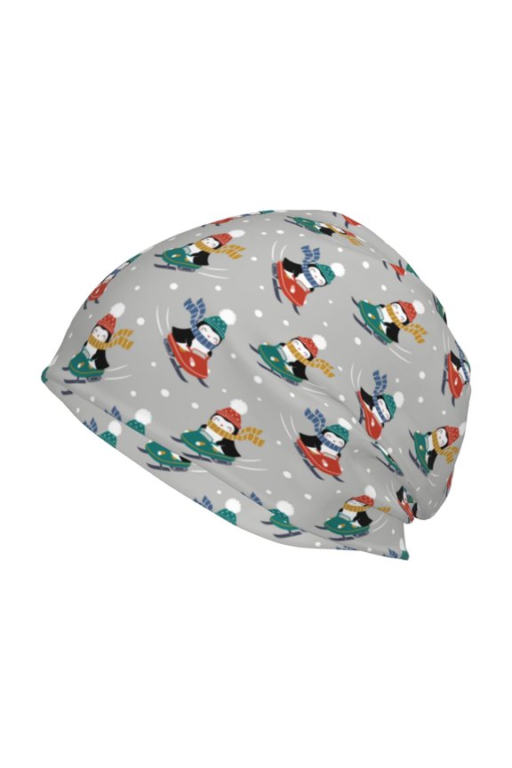 Skiing penguin Print Unisex Knit Beanie for Men Women Winter Hat,Beanies Skull Caps