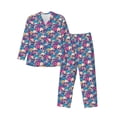 thumbnail image 1 of Logiee Skull blue leaf Print Mens Long Sleeve Pajama Set,Notched Collar Pajamas for Men, Men's Sleepwear,Mens Sleepwear with Pockets & Button Down-X-Large, 1 of 7