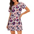 thumbnail image 1 of Logiee Skull lips record Guitar Print Nightgowns for Women,Soft Short-Sleeved Lightweight Sleepwear, Loose Sleepshirts, 1 of 6