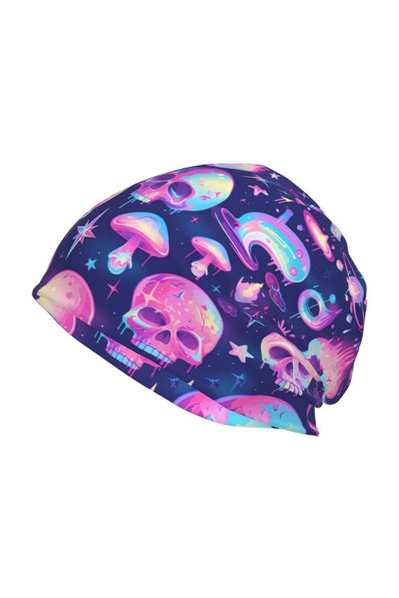Skull rainbow color Print Unisex Knit Beanie for Men Women Winter Hat,Beanies Skull Caps