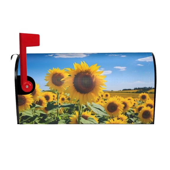 Logiee Sky Golden Sunflower Field B Print Post Letter Box Wrap Decor, Mailbox Cover Suitable for Standard Mailbox and Large Size Mailbox,Outdoor Yard Decoration-21x18 in