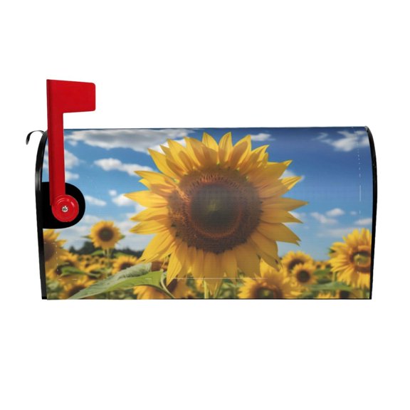 Logiee Sky Golden Sunflower Field Print Post Letter Box Wrap Decor, Mailbox Cover Suitable for Standard Mailbox and Large Size Mailbox,Outdoor Yard Decoration-21x18 in
