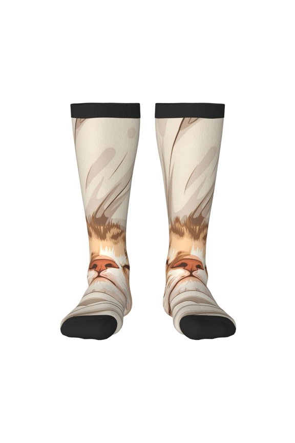 Sleeping Cat In Blanket Print Gift Stocking Stuffers,Adult Stockings,Novelty Socks,Funny Socks Birthday Running Walking Sleeping