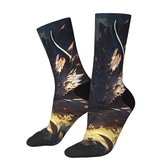 Logiee Sleeping Dragon In Forest Print Adult Socks for Men & Women,Calf Socks, Ankle Socks,Boots Socks,Breathable Casual Sock,Unisex Crew Socks