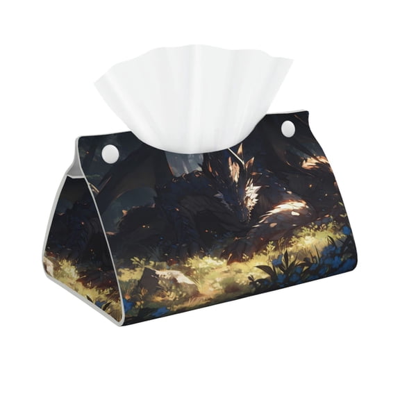 Logiee Sleeping Dragon In Forest Print Tissue Box Cover,Stylish Tissue Box Holder Decorative Tissue Cover for Bathroom Toilet Bedroom Living Room Table Desk Office