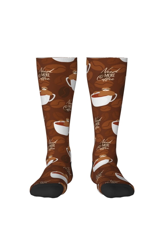 Sloths Need More Coffee Print Gift Stocking Stuffers,Adult Stockings,Novelty Socks,Funny Socks Birthday Running Walking Sleeping