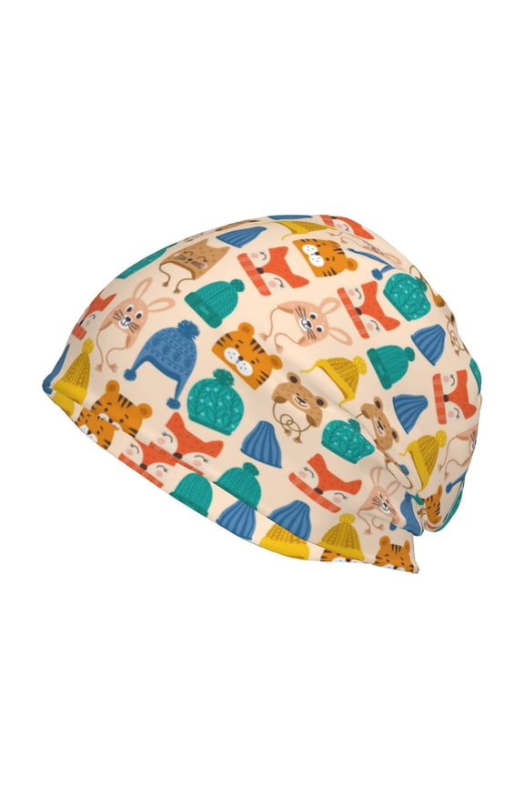 Small Animals with Knit Hat Pattern Print Unisex Knit Beanie for Men Women Winter Hat,Beanies Skull Caps