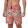 thumbnail image 1 of Logiee Small Coral Red Flowers Print Men's Swim Trunk,Quick Dry Board Shorts ,Men's Swim Trunks with Compression Liner, Bathing Suits with Pockets-Medium, 1 of 6