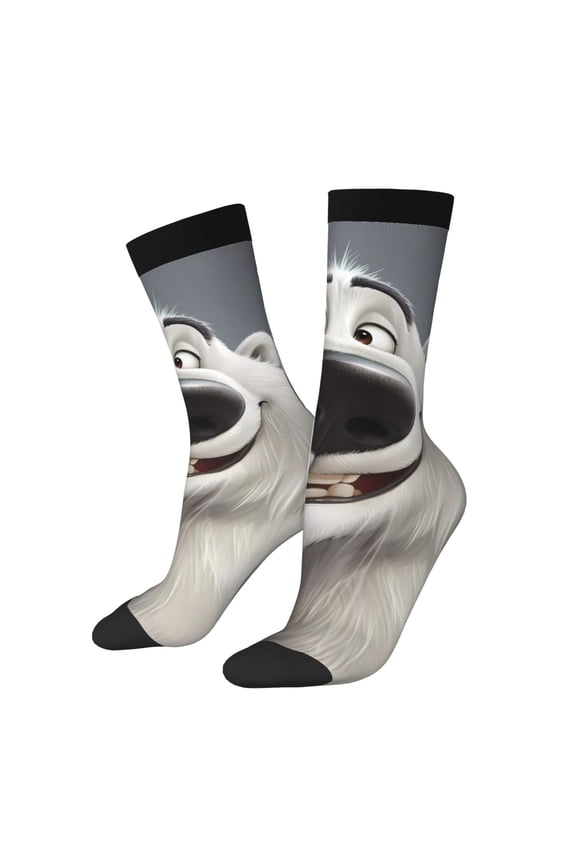 Smiling Polar Bear Print Adult Socks for Men & Women,Calf Socks, Ankle Socks,Boots Socks,Breathable Casual Sock,Unisex Crew Socks