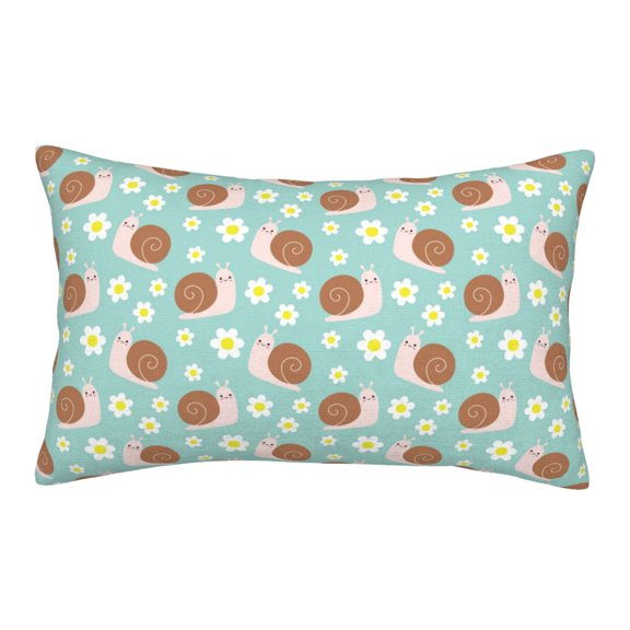 Logiee Snail And Flower Print Pillow Case,Throw Pillow Covers, Double Sided Plush Cushion Cover for Couch Sofa Bed, Only Pillowcase-20"x30"