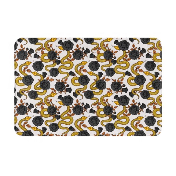 Logiee Snake And Rose Print Welcome Mats for Entryway,Door Mat for Front Door,Entry Mat,Doormat for Garden, Garage, Patio, Home, Porch Decor