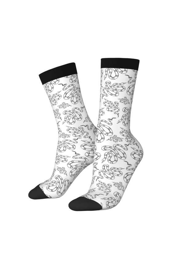 Snake Print Adult Socks for Men & Women,Calf Socks, Ankle Socks,Boots Socks,Breathable Casual Sock,Unisex Crew Socks
