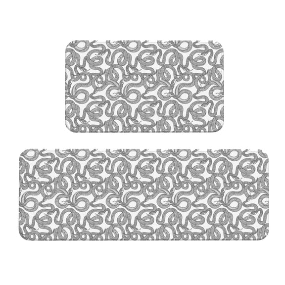 Logiee Snake Print Kitchen Mats for Floor Sets of 2,Waterproof Kitchen Rugs,Non Slip Comfort Standing Mat Rug for Home,Runner,Sink,Office,Laundry
