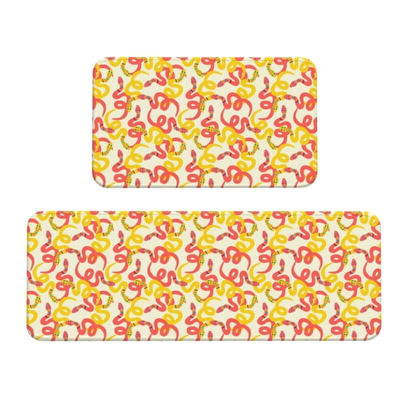 Logiee Snake Print Kitchen Mats for Floor Sets of 2,Waterproof Kitchen Rugs,Non Slip Comfort Standing Mat Rug for Home,Runner,Sink,Office,Laundry
