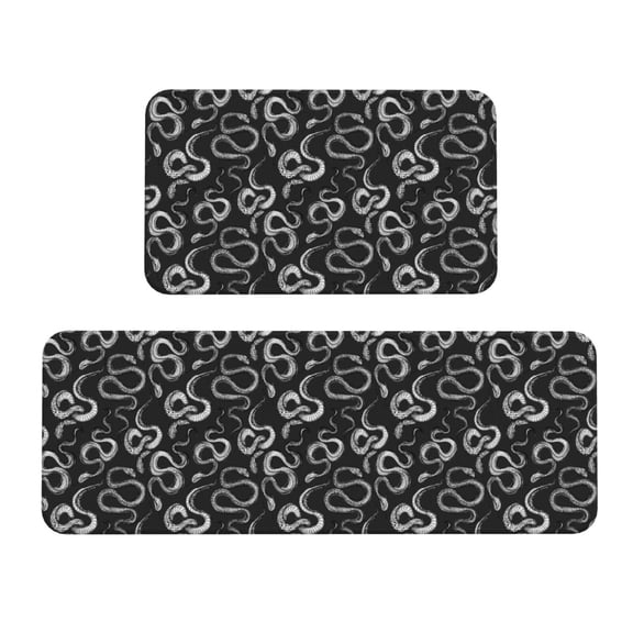 Logiee Snake Print Kitchen Mats for Floor Sets of 2,Waterproof Kitchen Rugs,Non Slip Comfort Standing Mat Rug for Home,Runner,Sink,Office,Laundry
