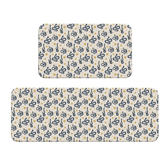 Logiee Snake Print Kitchen Mats for Floor Sets of 2,Waterproof Kitchen Rugs,Non Slip Comfort Standing Mat Rug for Home,Runner,Sink,Office,Laundry